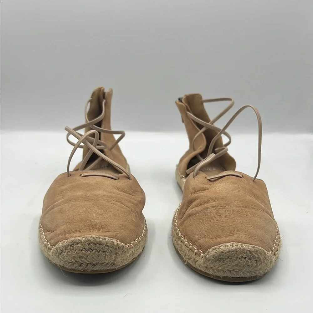 Eileen Fisher‎ Sz 8 Lace Up Tan Espadrille Flats with Ankle Wraps